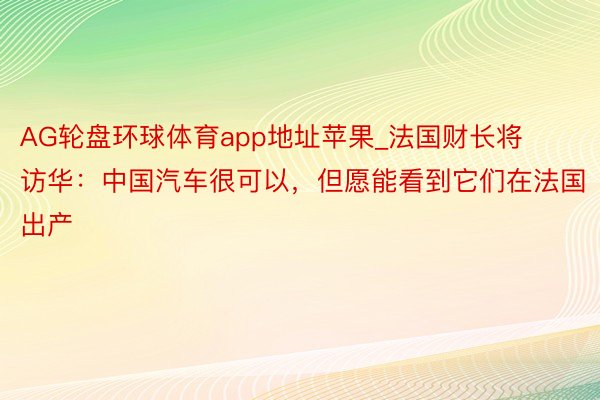 AG轮盘环球体育app地址苹果_法国财长将访华：中国汽车很可以，但愿能看到它们在法国出产