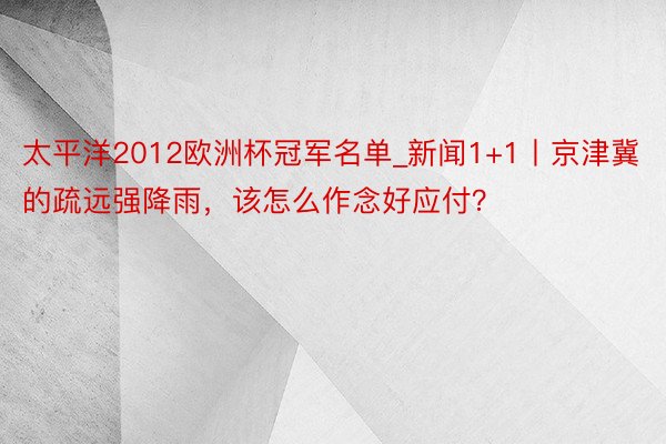 太平洋2012欧洲杯冠军名单_新闻1+1丨京津冀的疏远强降雨，该怎么作念好应付？