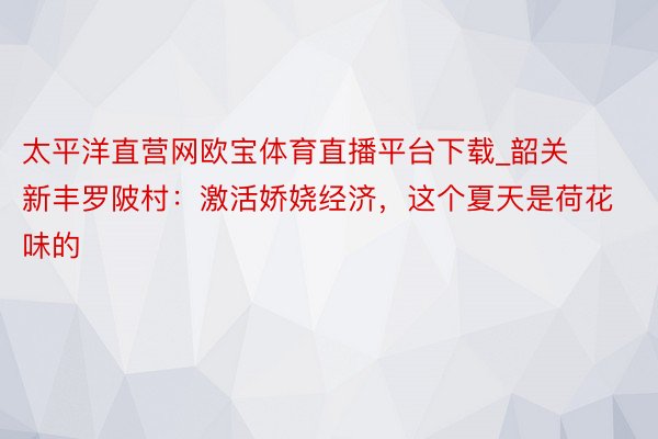 太平洋直营网欧宝体育直播平台下载_韶关新丰罗陂村：激活娇娆经济，这个夏天是荷花味的