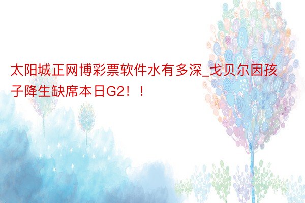 太阳城正网博彩票软件水有多深_戈贝尔因孩子降生缺席本日G2！！