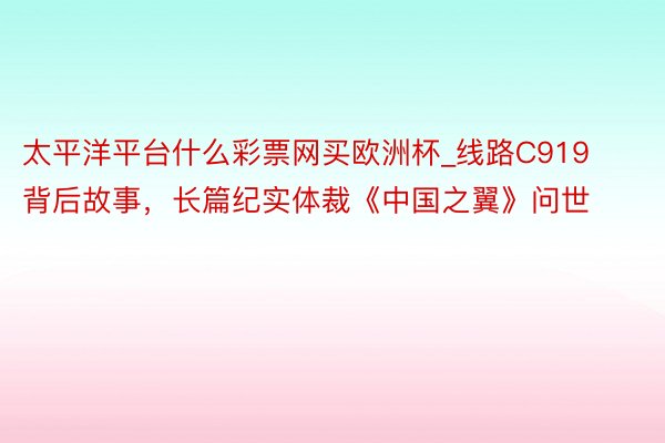 太平洋平台什么彩票网买欧洲杯_线路C919背后故事，长篇纪实体裁《中国之翼》问世