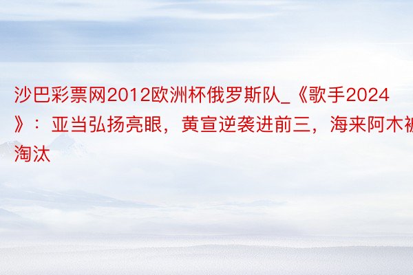 沙巴彩票网2012欧洲杯俄罗斯队_《歌手2024》：亚当弘扬亮眼，黄宣逆袭进前三，海来阿木被淘汰