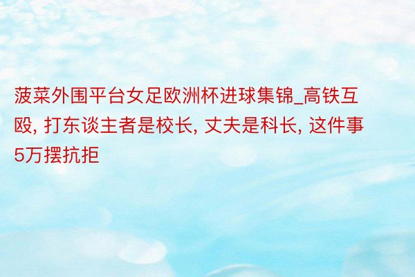 菠菜外围平台女足欧洲杯进球集锦_高铁互殴, 打东谈主者是校长, 丈夫是科长, 这件事5万摆抗拒